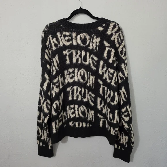 True Religion Monogram Fuzzy Sweater Size Large